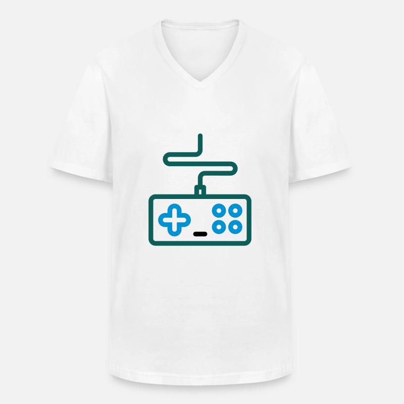 Gaming / eSports / Kontroller - Männer-T-Shirt mit V-Ausschnitt - Weiß