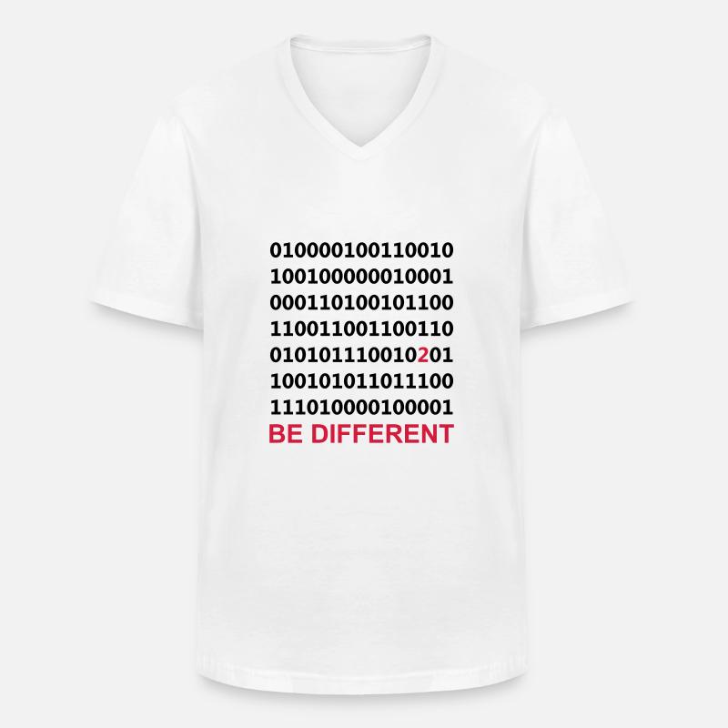 Be Different - Binary - Digital - Men's V-Neck T-Shirt - white