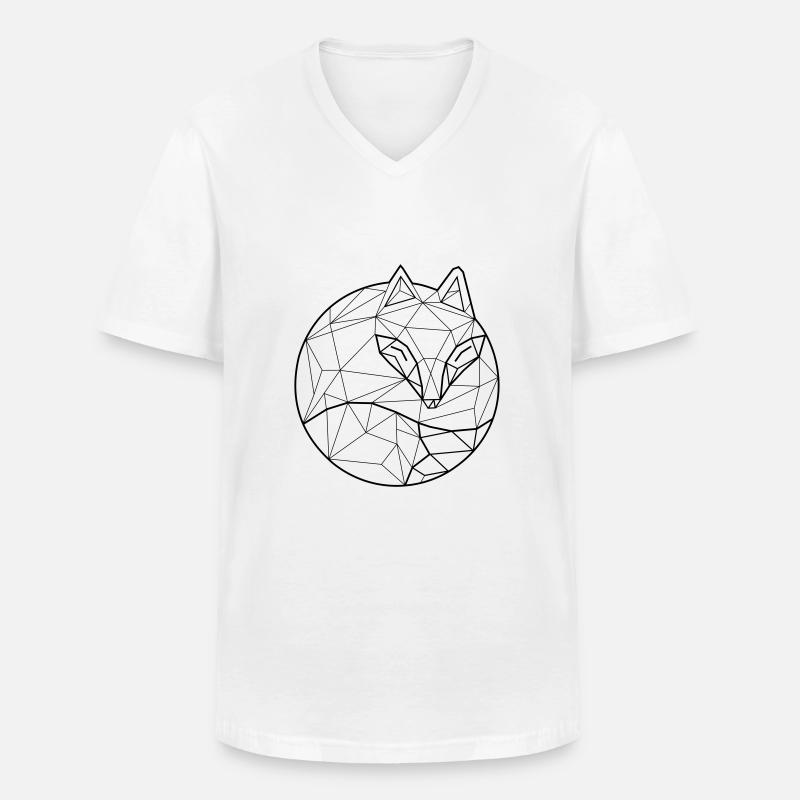 Fox Graph - Männer-T-Shirt mit V-Ausschnitt - Weiß