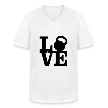 Kettlebell Love - Männer-T-Shirt mit V-Ausschnitt - Weiß - Vorne - AI Model Male 185 light (185cm)