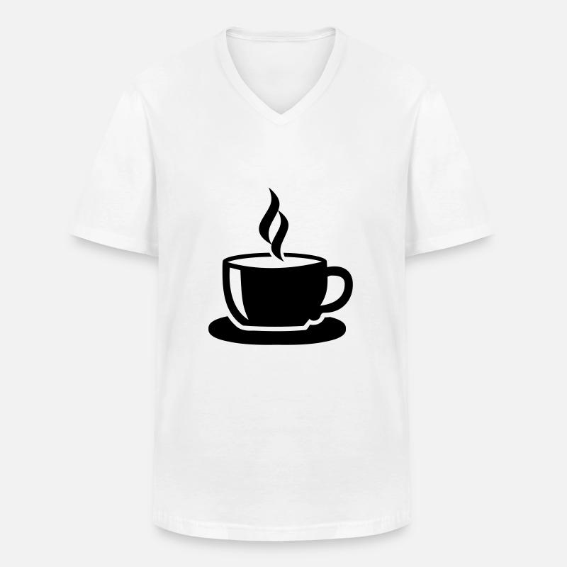 Kaffee - Männer-T-Shirt mit V-Ausschnitt - Weiß