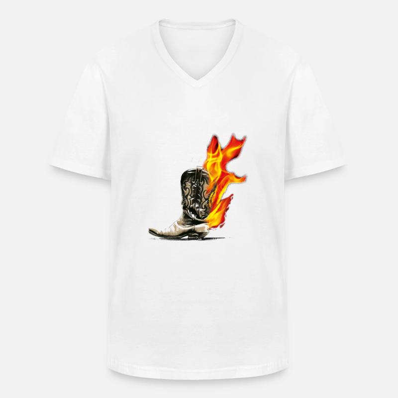 kl_linedance35c - Männer-T-Shirt mit V-Ausschnitt - Weiß