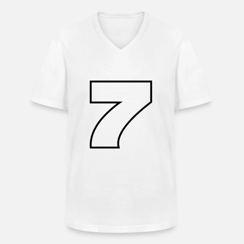 7 - Männer-T-Shirt mit V-Ausschnitt - Weiß