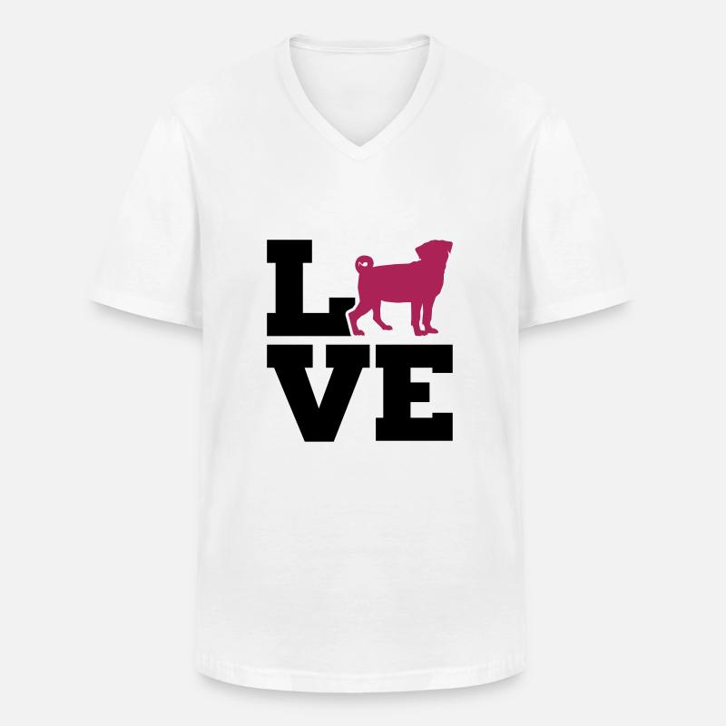 Mops - Männer-T-Shirt mit V-Ausschnitt - Weiß