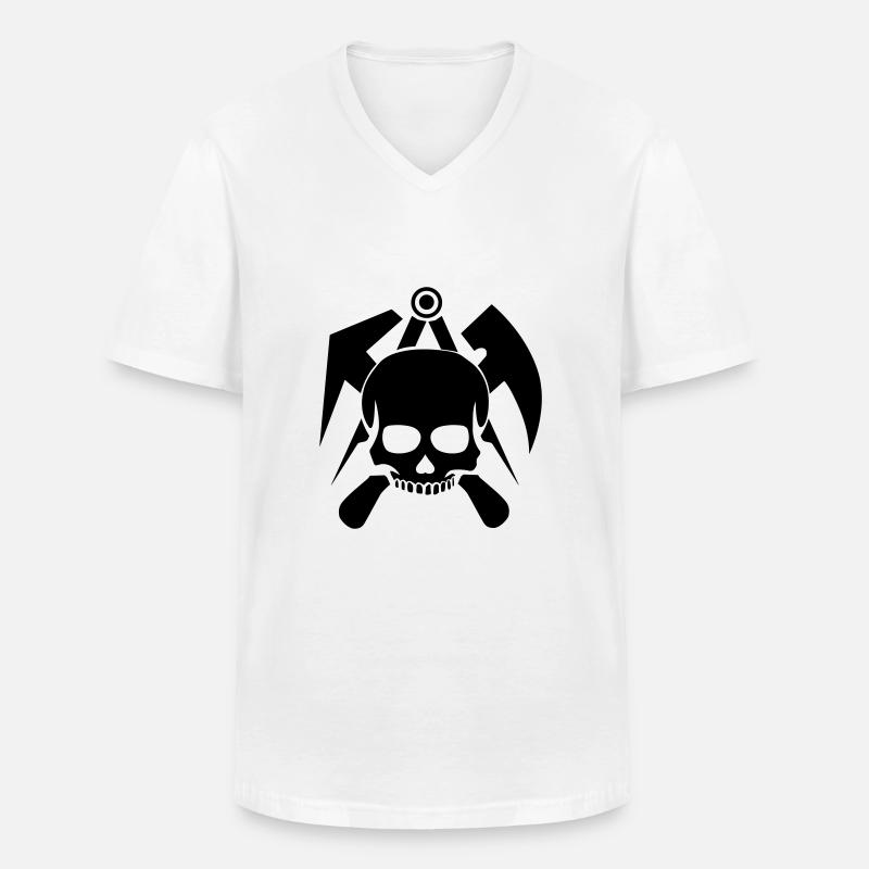 Dachdecker Totenkopf - Männer-T-Shirt mit V-Ausschnitt - Weiß