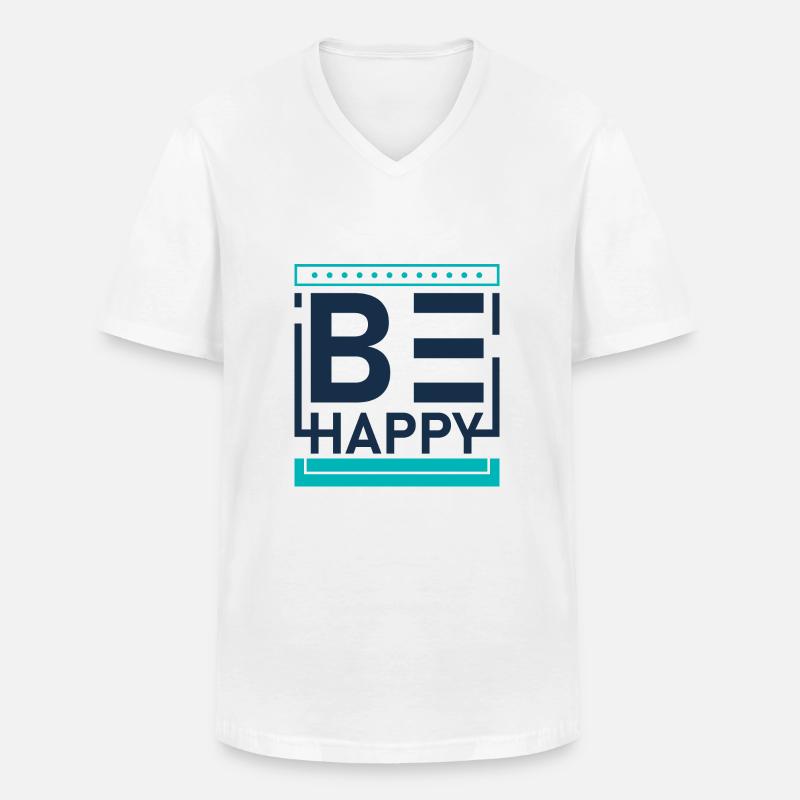 Sei glücklich - Männer-T-Shirt mit V-Ausschnitt - Weiß