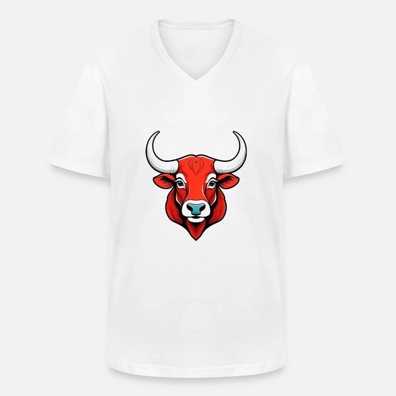 Mächtiger Stiergeist - Männer-T-Shirt mit V-Ausschnitt - Weiß