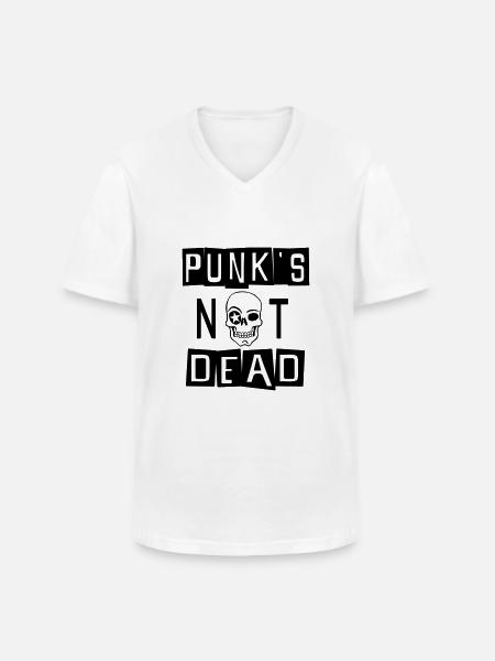 PUNK'S NOT DEAD - T-shirt col V Homme - blanc