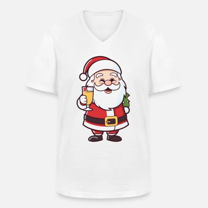Weihnachtsmann Drinking Comic Weihnachten - Männer-T-Shirt mit V-Ausschnitt - Weiß