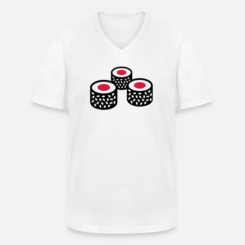 Sushi - Männer-T-Shirt mit V-Ausschnitt - Weiß