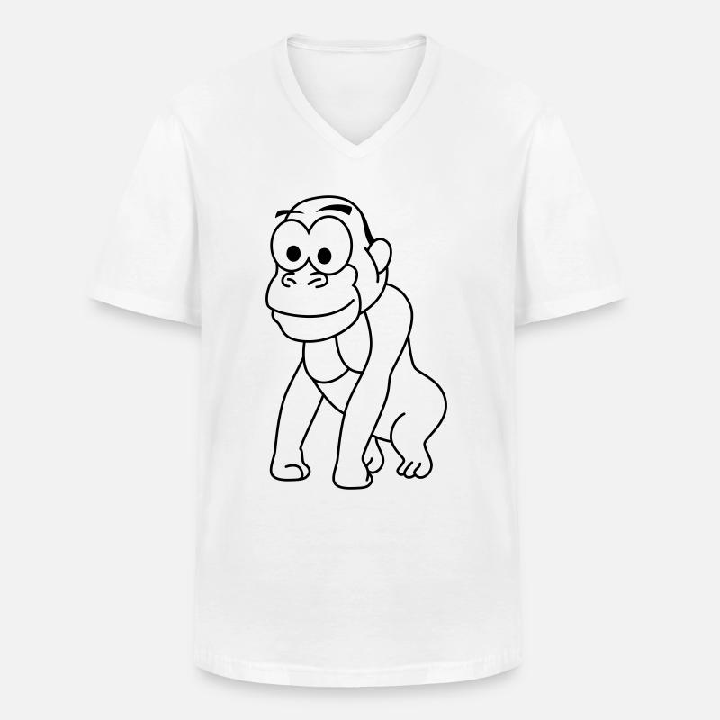 Gorilla Comic - Männer-T-Shirt mit V-Ausschnitt - Weiß