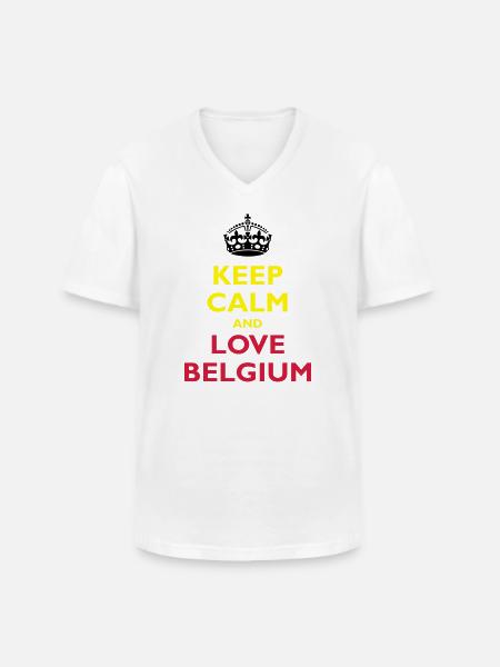 Keep Calm & Love Belgium - Men's V-Neck T-Shirt - white