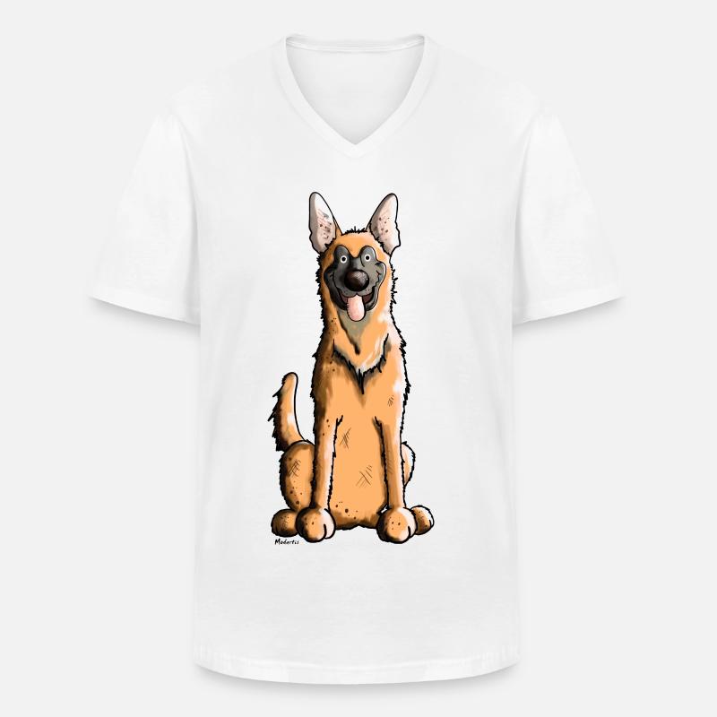 Fröhlicher Malinois - Männer-T-Shirt mit V-Ausschnitt - Weiß
