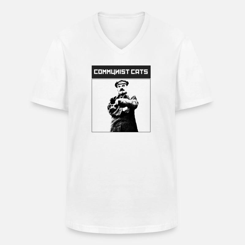 Gatti comunisti - Lenin - Maglietta da uomo classica con scollo a V - bianco
