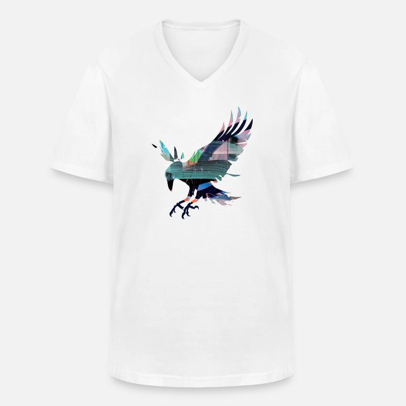 rabe,krähe,vogel,graffiti,rot,collage,bunt,malerei - Männer-T-Shirt mit V-Ausschnitt - Weiß