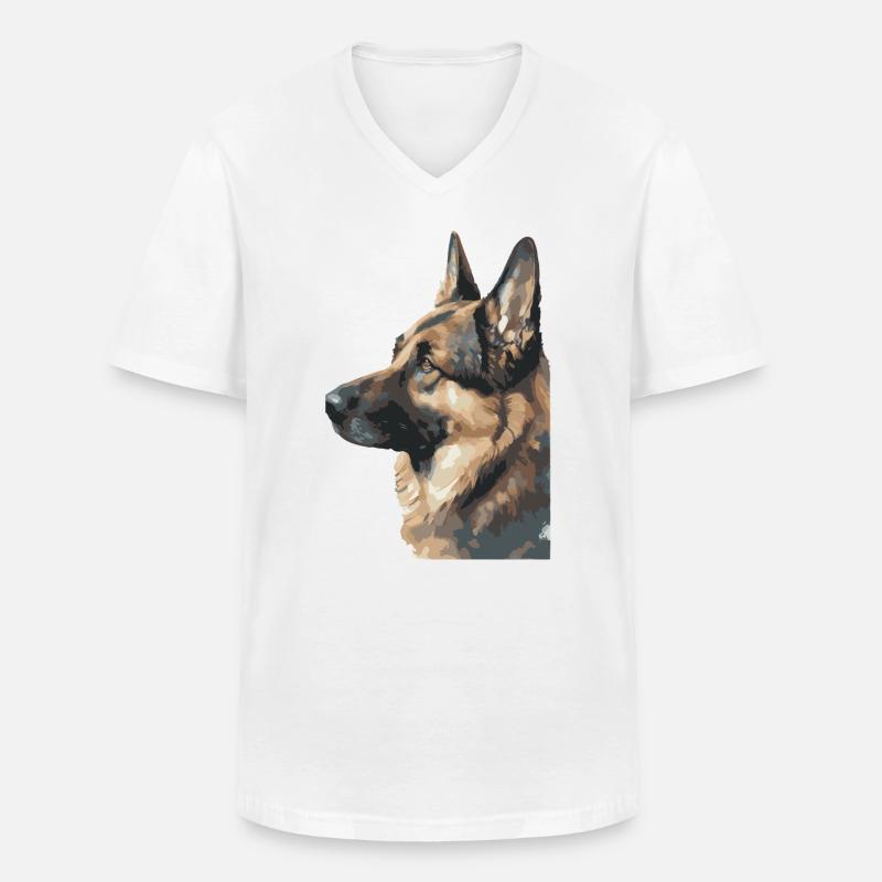 Deutscher Schäferhund Wasserfarben - Männer-T-Shirt mit V-Ausschnitt - Weiß