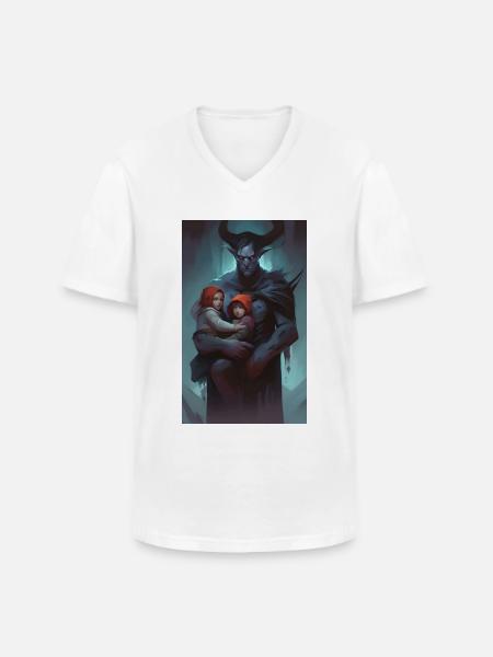 mörkt monster barn väktare - T-shirt med V-ringning herr - vit