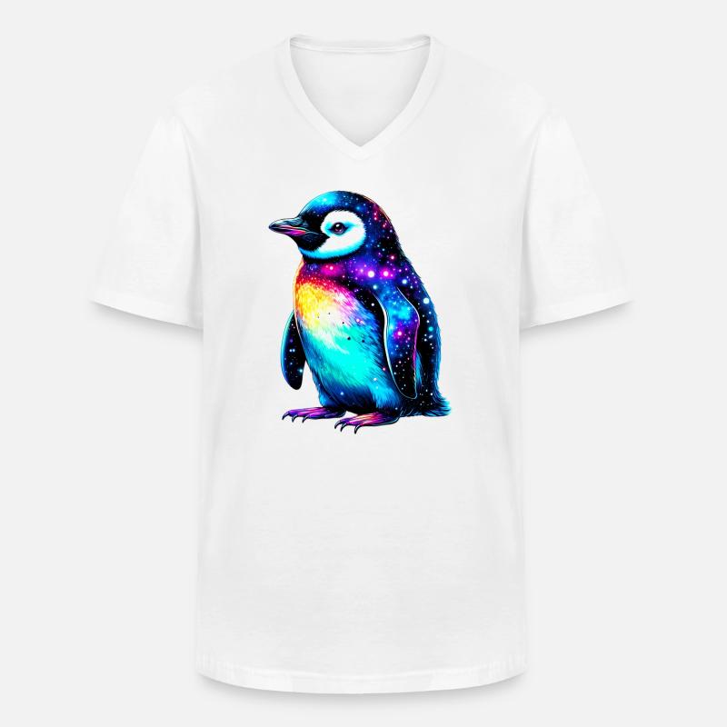 Pinguin - Männer-T-Shirt mit V-Ausschnitt - Weiß
