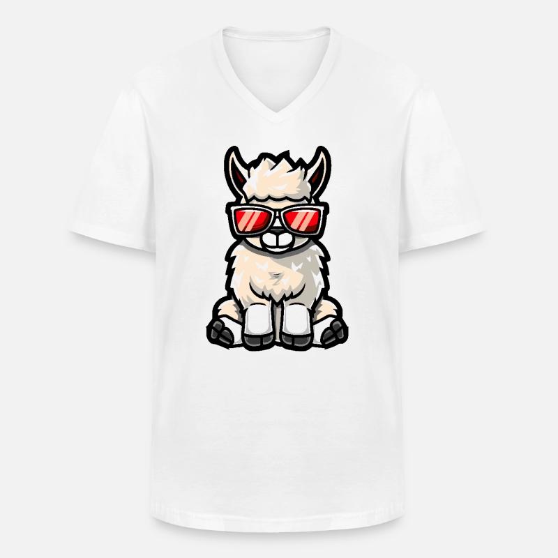Alpaka Llama Cool Comic - Männer-T-Shirt mit V-Ausschnitt - Weiß