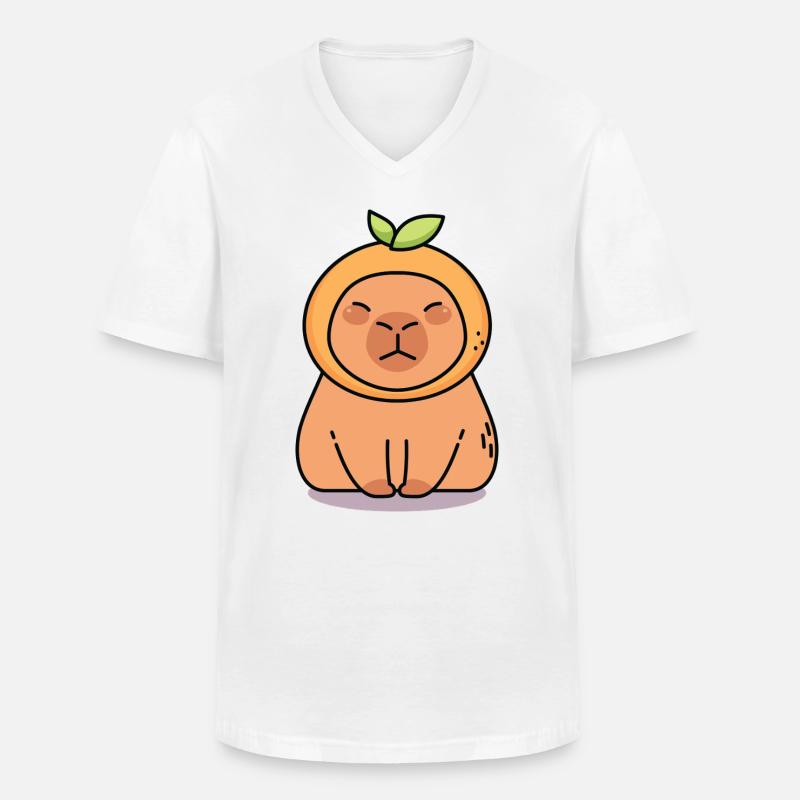 Capybara Kawaii - Männer-T-Shirt mit V-Ausschnitt - Weiß