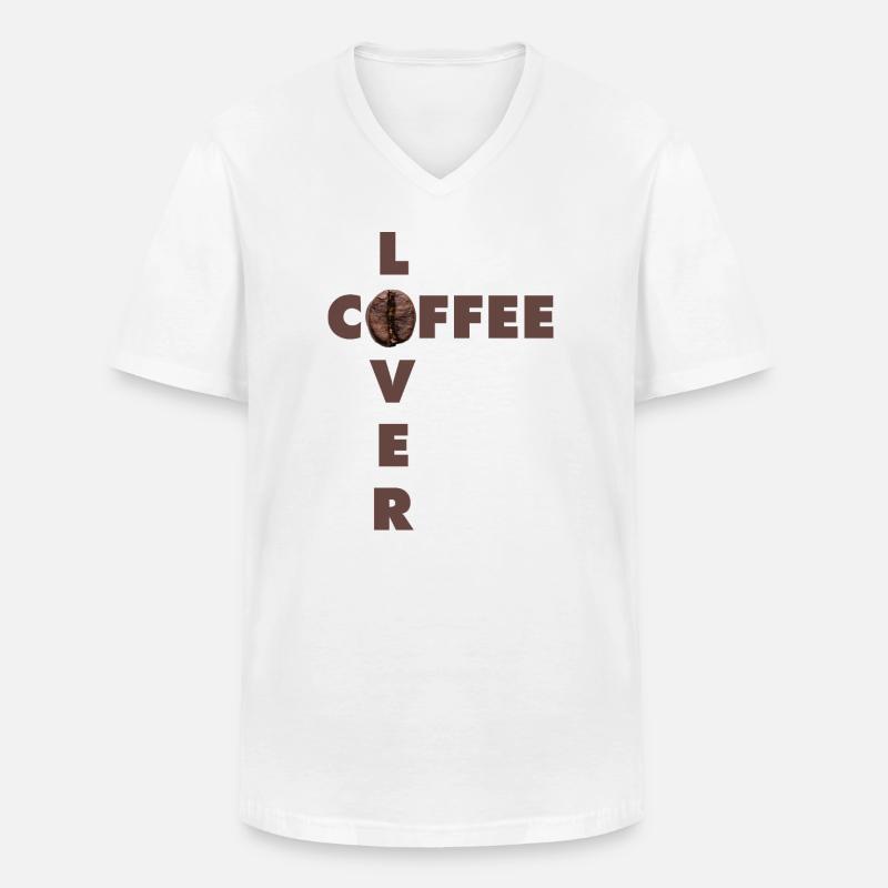 Kaffeeliebhaber-Design mit echter Bohne - Männer-T-Shirt mit V-Ausschnitt - Weiß