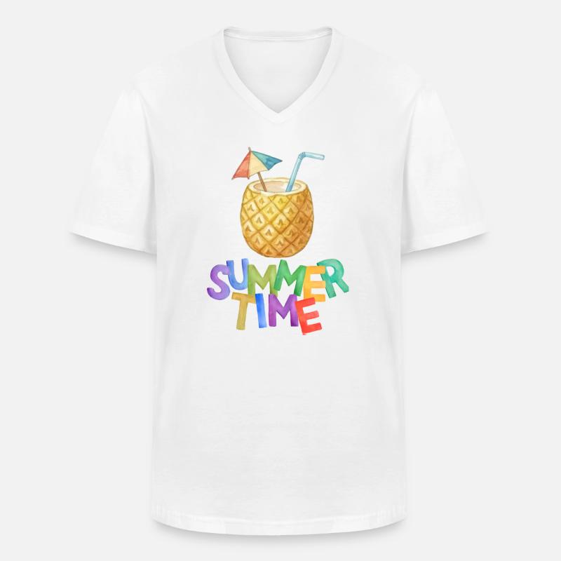 Sommerzeit Ananasgetränk - Männer-T-Shirt mit V-Ausschnitt - Weiß