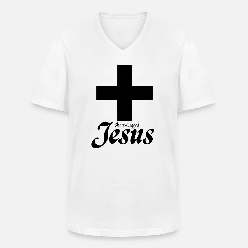 Short Legged Jesus - Männer-T-Shirt mit V-Ausschnitt - Weiß