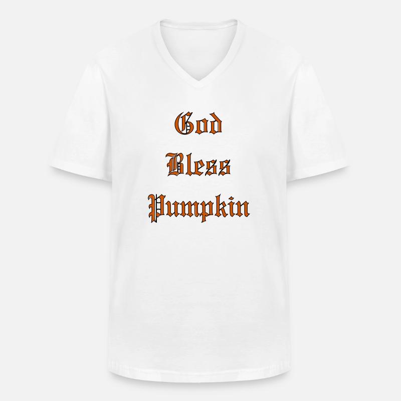 GodBlessPumpkin - Männer-T-Shirt mit V-Ausschnitt - Weiß