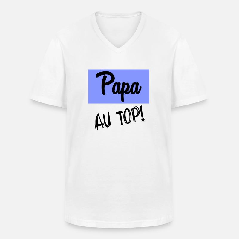 PAPA AN DER SPITZE - Männer-T-Shirt mit V-Ausschnitt - Weiß