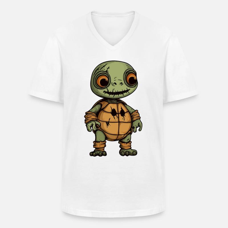 Schildkröte Halloween Comic Lustig - Männer-T-Shirt mit V-Ausschnitt - Weiß