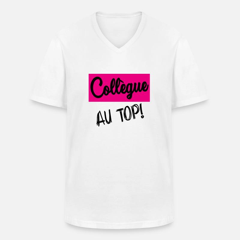 KOLLEGE - Männer-T-Shirt mit V-Ausschnitt - Weiß