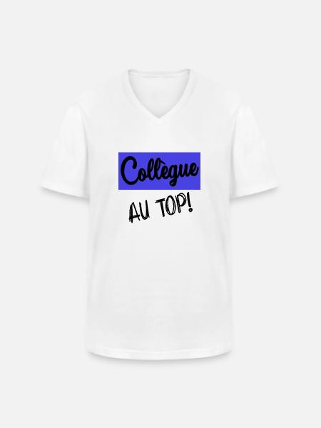 COLLEGUE - T-shirt col V Homme - blanc