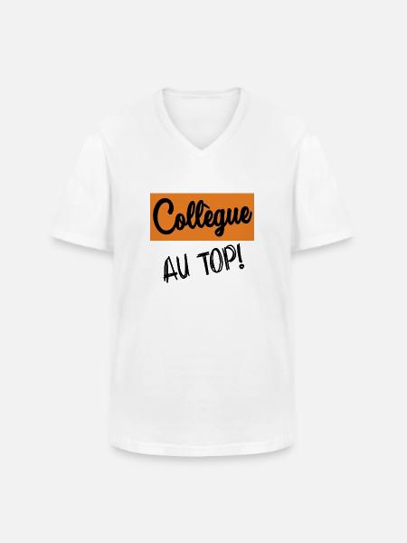 RETRAITE. COLLEGUE - T-shirt col V Homme - blanc