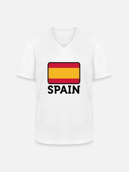 National Flag of Spain - Men's V-Neck T-Shirt - white