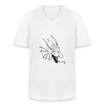 chinese dragon tribal - T-shirt col V Homme - blanc - Devant - AI Model Male 185 light (185cm)