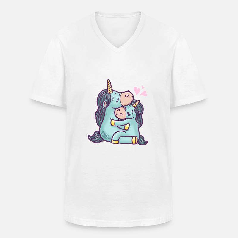 Verliebte Einhörner - Männer-T-Shirt mit V-Ausschnitt - Weiß