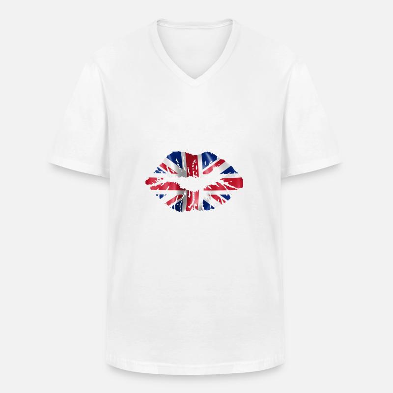 UK Lips - Men's V-Neck T-Shirt - white