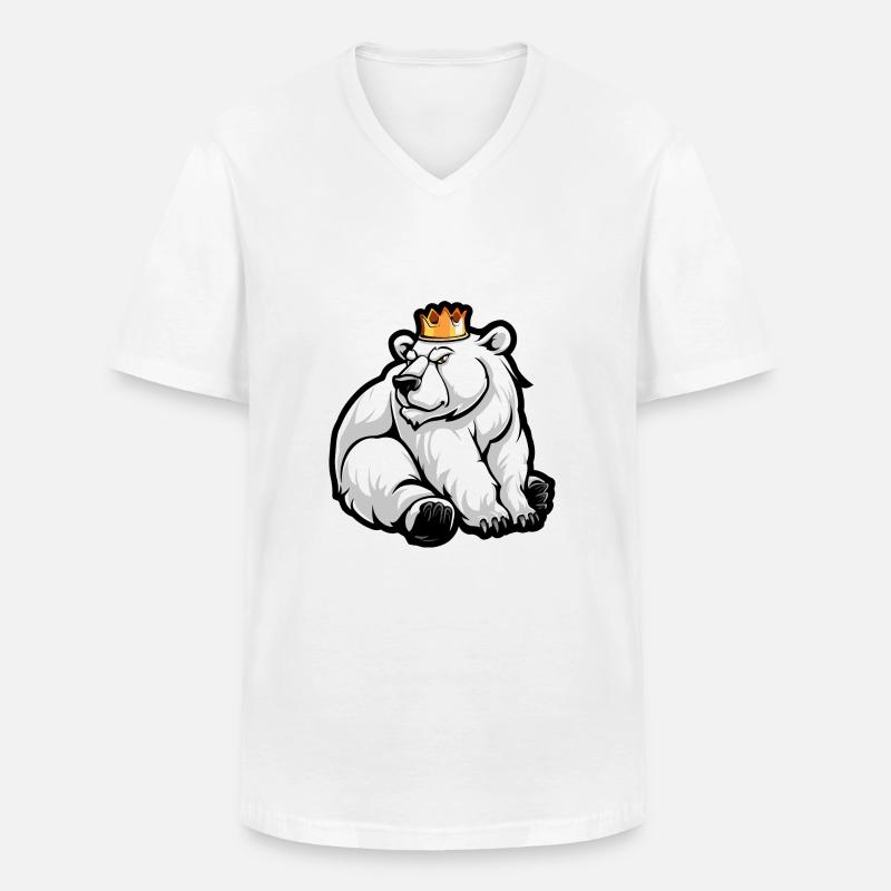 Eisbär Comic Krone - Männer-T-Shirt mit V-Ausschnitt - Weiß