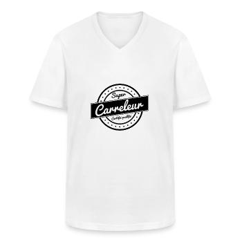 Super carreleur - T-shirt col V Homme - blanc - Devant - AI Model Male 185 light (185cm)