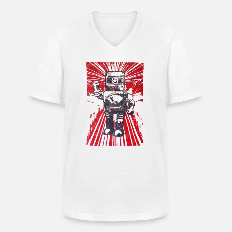 Roboter Revolution - Männer-T-Shirt mit V-Ausschnitt - Weiß
