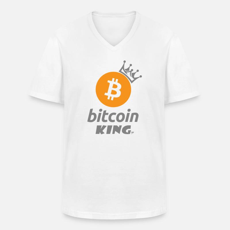 Bitcoin King Crown Logo Tee - Männer-T-Shirt mit V-Ausschnitt - Weiß