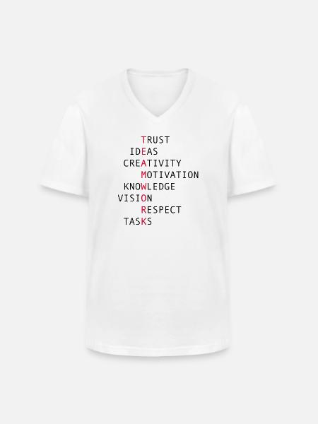 TEAMWORK - Männer-T-Shirt mit V-Ausschnitt - Weiß