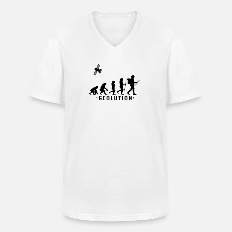 Geocaching evolution Shirt Geolution - Männer-T-Shirt mit V-Ausschnitt - Weiß
