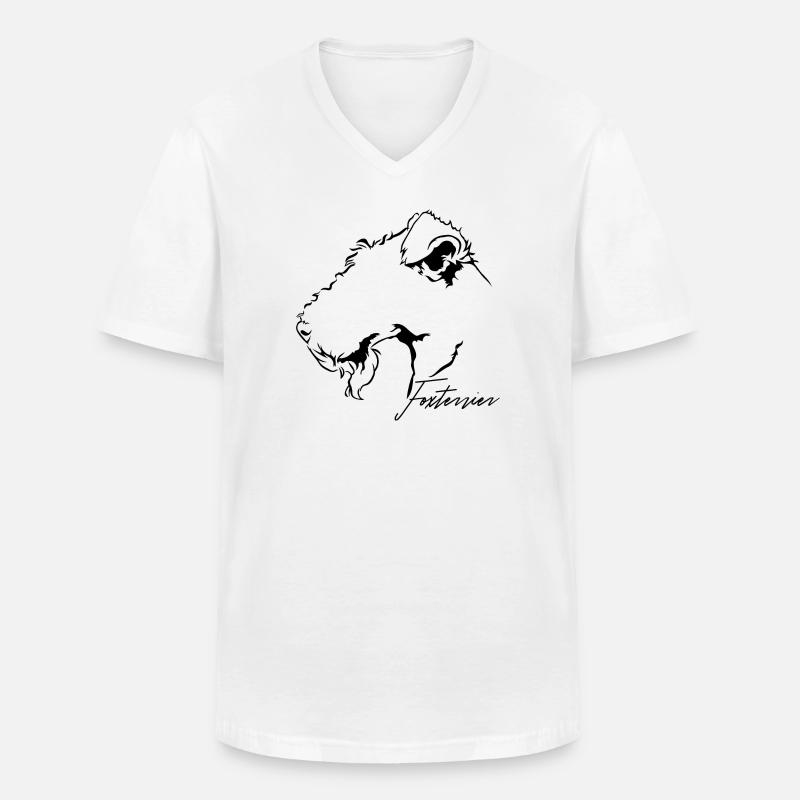 FOXTERRIER Profil Hunde Hund Wilsigns - Männer-T-Shirt mit V-Ausschnitt - Weiß