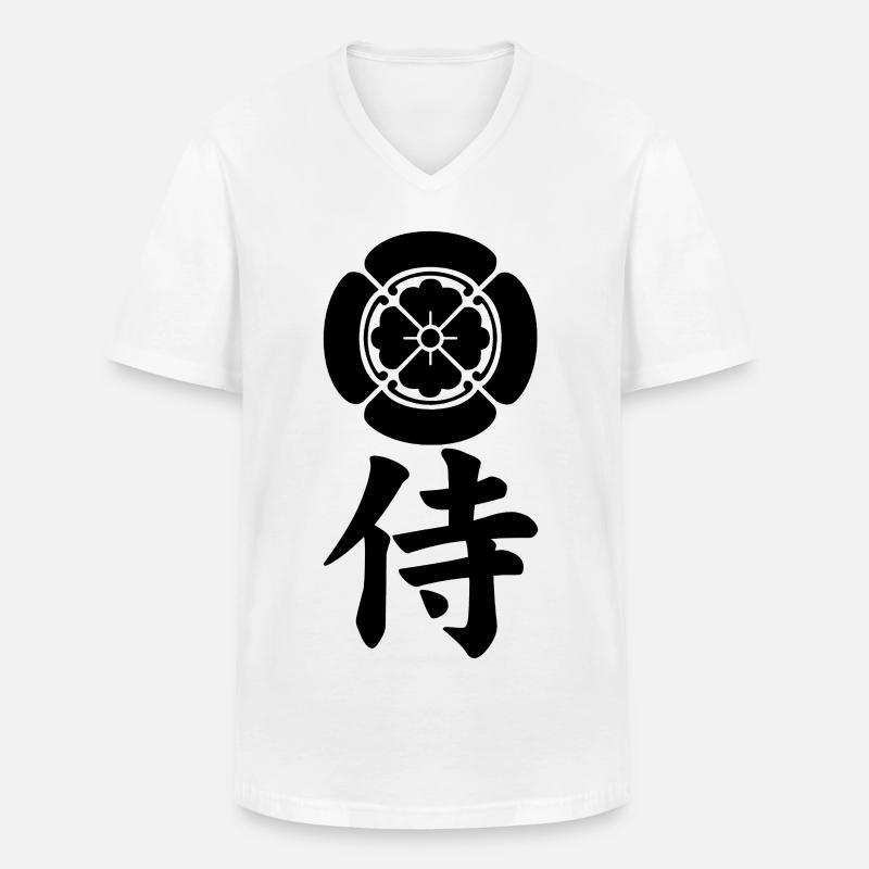 Samurai-Emblem des Oda-Clans (schwarz) - Männer-T-Shirt mit V-Ausschnitt - Weiß
