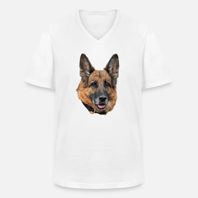 Schäferhund - Männer-T-Shirt mit V-Ausschnitt - Weiß