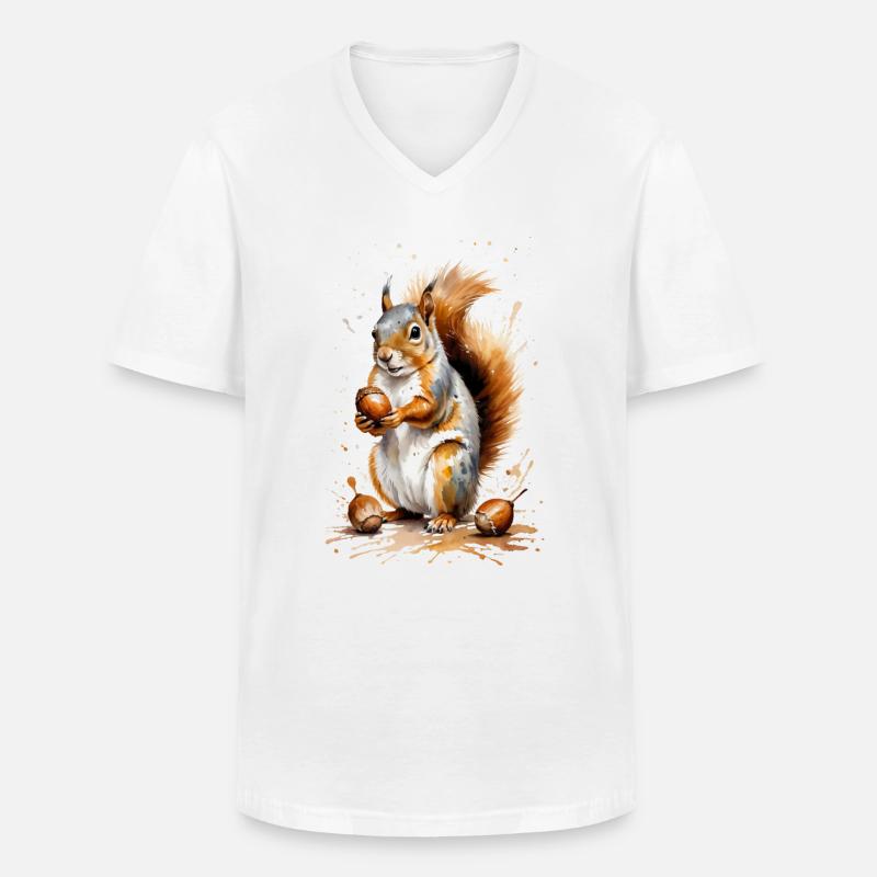 Eichhörnchen mit Eichel - Autumn Delight - Männer-T-Shirt mit V-Ausschnitt - Weiß
