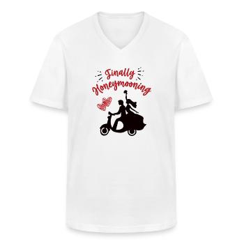 Honeymooning Hochzeitsreise Reise Nach Hochzeit - Männer-T-Shirt mit V-Ausschnitt - Weiß - Vorne - AI Model Male 185 light (185cm)