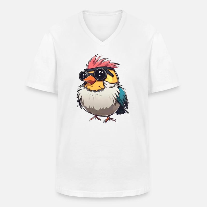 Bunte Techno-Vogel-Illustration - Männer-T-Shirt mit V-Ausschnitt - Weiß