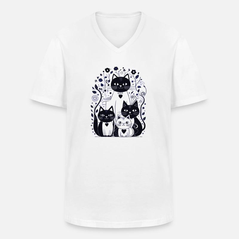 Kittymania - Männer-T-Shirt mit V-Ausschnitt - Weiß
